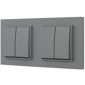 Dwa włączniki podwójne z ramką prostą seria MINI kolor szary mat