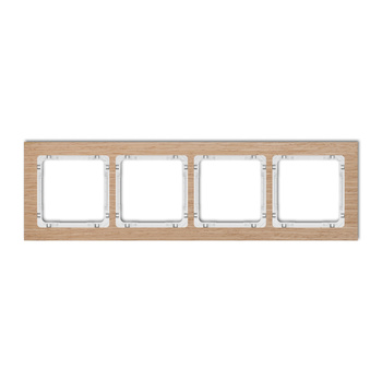 Ramka uniwersalna poczwórna - efekt drewna ramka dąb; spód biały Karlik seria DECO DRD-4I kolor efekt dębu