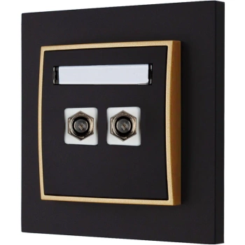 Gniazdo antenowe 2x z ramką karlik mini kolor czarny mat/złoty