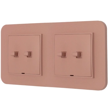 Dwa włączniki podwójne w stylu USA ramka zaokrąglona seria Mini kolor łososiowy