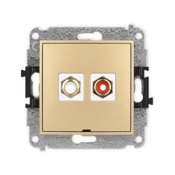 Mechanizm gniazda podwójnego RCA, bez pola opisowego typu cinch - biały i czerwony, pozłacany Karlik seria ICON 29IGRCABO-2 kolor złoty