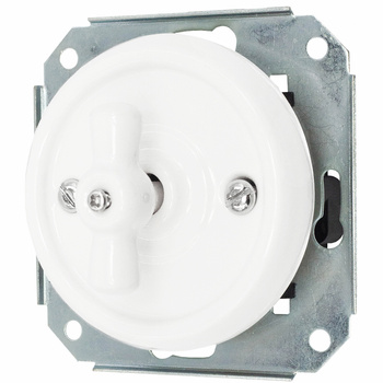 Łącznik krzyżowy obrotowy 'Retro ceramic' bez ramki, 10A-250V~, biały TG-RC-140XW