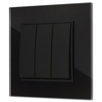 Włącznik potrójny z ramką kwadratową efekt szkła seria ICON kolor czarny