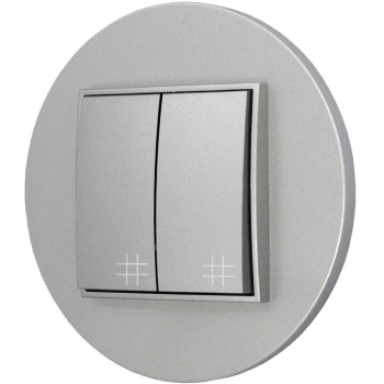 Włącznik krzyżowy podwójny z ramką okrągłą seria MINI kolor srebrny