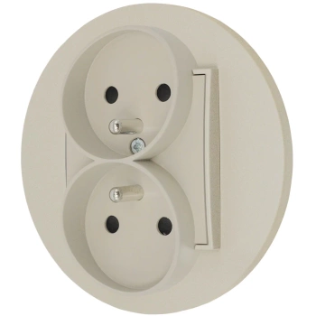 Gniazdo podwójne z ramką okrągłą seria MINI kolor taupe