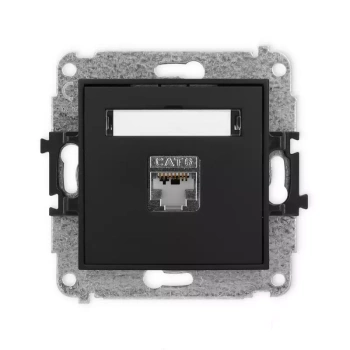 Mechanizm gniazda komputerowego pojedynczego 1xRJ45, kat. 6, ekranowany, 8-stykowy Karlik seria MINI 12MGK-5 kolor czarny mat