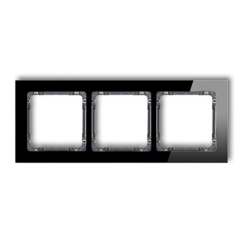 Ramka uniwersalna potrójna - efekt szkła ramka: czarna; spód: grafitowy Karlik seria DECO 12-11-DRS-3 kolor czarny