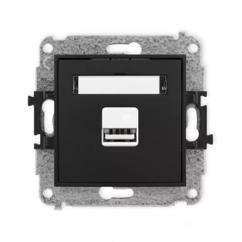 Mechanizm ładowarki USB pojedynczej USB A, 10W max., 5V, 2A Karlik seria ICON 12ICUSB-3 kolor czarny mat