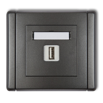 Ładowarka USB pojedyncza USB A, 5W max., 5V, 1A Karlik seria FLEXI 11FCUSB-1 kolor grafitowy