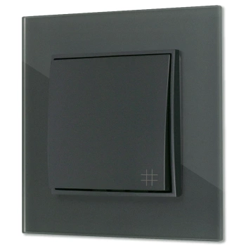 Włącznik krzyżowy z ramką kwadratową efekt szkła seria ICON kolor grafitowy mat