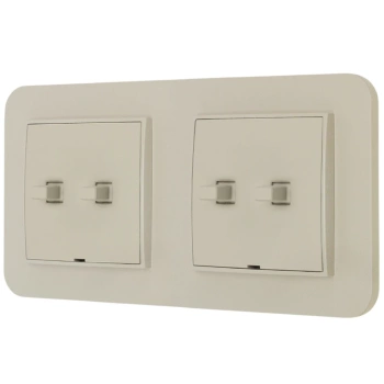 Dwa włączniki podwójne w stylu USA ramka zaokrąglona seria Mini kolor taupe