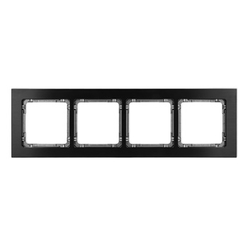 Ramka uniwersalna poczwórna - aluminium szczotkowane ramka: czarna; spód: grafitowy Karlik seria DECO 12-11-DRA-4 kolor czarny