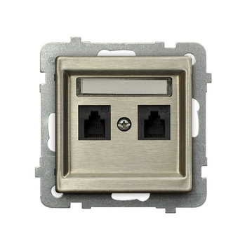 Gniazdo telefoniczne podwójne niezależne seria SONATA NOWE SREBRO kolor Nowe srebro symbol GPT-2RMN/m/44