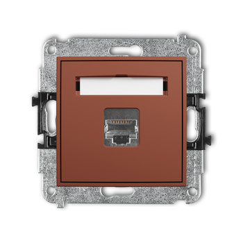 Mechanizm gniazda komputerowego pojedynczego 1xRJ45, kat. 5e, ekranowany, 8-stykowy Karlik seria ICON 63IGK-1e kolor terakota