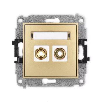 Mechanizm gniazda głośnikowego pojedynczego typu banan - czerwony i czarny, pozłacany, 4 mm2, skręcany Karlik seria ICON 29IGG-4 kolor złoty