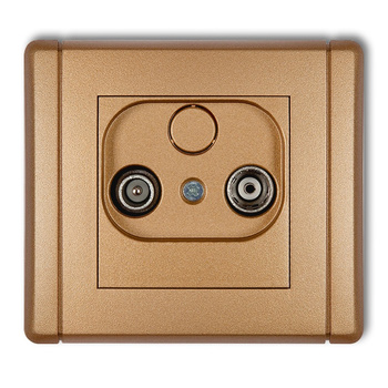 Gniazdo abonenckie RTV przelotowe 15dB Karlik seria FLEXI 8FG15P kolor złoty metalik