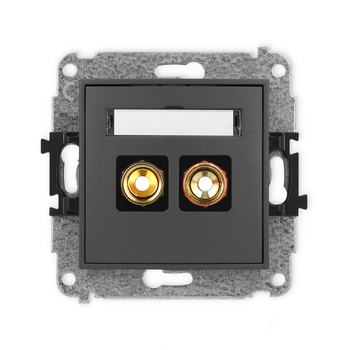 Mechanizm gniazda głośnikowego pojedynczego typu banan - czerwony i czarny, pozłacany, 4 mm2, skręcany Karlik seria ICON 28IGG-4 kolor grafitowy mat