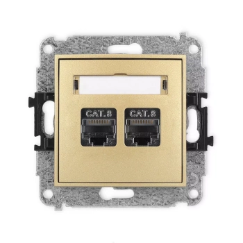 Mechanizm gniazda komputerowego podwójnego 2xRJ45, kat. 8, ekranowany, 8-stykowy Karlik seria ICON 29IGK-12 kolor złoty