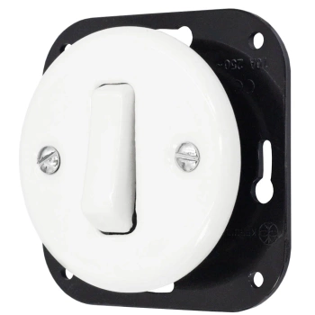Łącznik pojedynczy 'Retro ceramic' bez ramki, 10A-250V~, biały TG-RC-110W