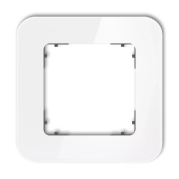 Ramka uniwersalna pojedyncza zaokrąglona - efekt szkła ramka: biała; spód: grafitowy mat Karlik seria ICON 0-28-IRSZ-1 kolor biały