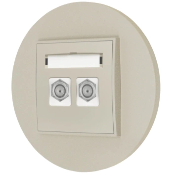 Gniazdo antenowe 2x z ramką okrągłą seria MINI kolor taupe