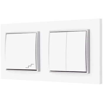 Włącznik światła podwójny i schodowy kolor biały/srebrny