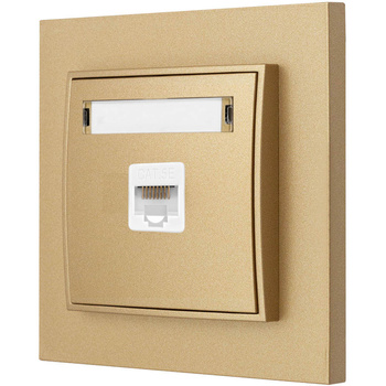 Gniazdo internetowe 1x z ramką karlik mini kolor złoty