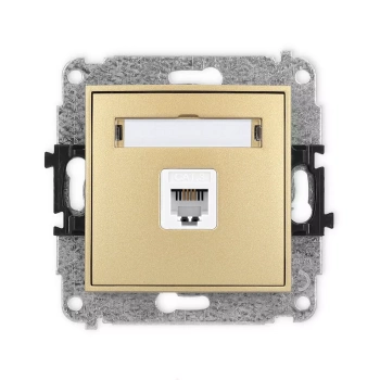 Mechanizm gniazda telefonicznego pojedynczego 1xRJ11, 4-stykowy, beznarzędziowe Karlik seria ICON 29IGT-1 kolor złoty