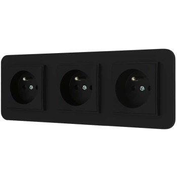 Trzy gniazda pojedyncze z ramką zaokrągloną seria MINI kolor czarny