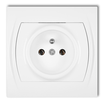 Gniazdo pojedyncze z uziemieniem 2P+Z bez przesłon torów prądowych Karlik seria LOGO LGP-1z kolor biały