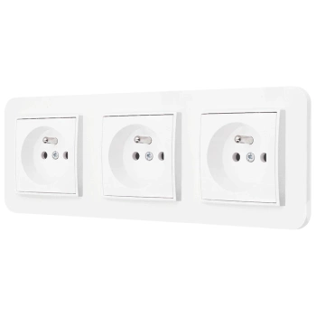 Trzy gniazda pojedyncze z ramką zaokrągloną seria MINI kolor biały mat