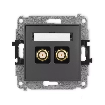 Mechanizm gniazda antenowego podwójnego typu F SAT pozłacany Karlik seria ICON 28IGF-2.1 kolor grafitowy mat