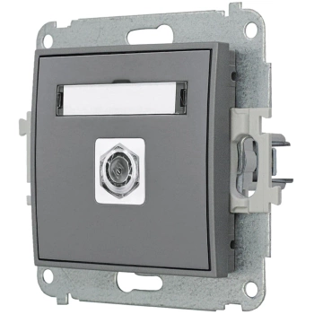 Mechanizm gniazda antenowego pojedynczego typu F SAT niklowany Karlik seria MINI 27MGF-1 kolor szary mat