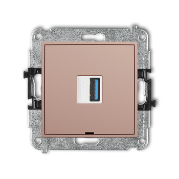 Mechanizm gniazda pojedynczego USB A-A 3.0, bez pola opisowego Karlik seria ICON 62IGUSBBO-5 kolor łososiowy