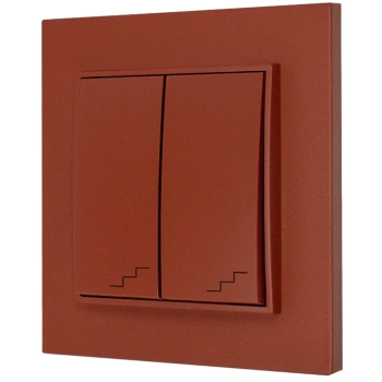 Włącznik schodowy podwójny z ramką kwadratową seria MINI kolor terakota