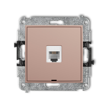 Mechanizm gniazda telefonicznego pojedynczego 1xRJ11, 4-stykowy, beznarzędziowe, bez pola opisowego Karlik seria ICON 62IGTBO-1 kolor łososiowy