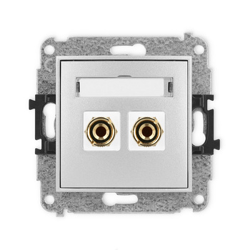 Mechanizm gniazda głośnikowego pojedynczego typu banan - czerwony i czarny, pozłacany, 4 mm2, do lutowania Karlik seria ICON 7IGG-3 kolor srebrny metalik