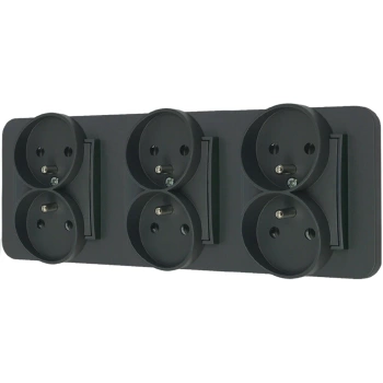 Trzy gniazda podwójne z ramką zaokrągloną seria MINI kolor grafitowy mat