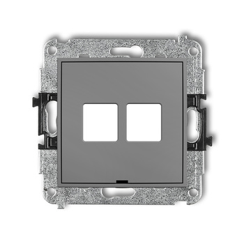 Mechanizm gniazda multimedialnego podwójnego bez modułu, bez pola opisowego standard Keystone Karlik seria ICON 27IGMBO-2P kolor szary mat