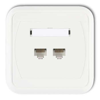 Gniazdo komputerowe podwójne 2xRJ45, kat. 6, 8-stykowe Karlik seria LIZA GLK-4 kolor biały