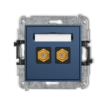 Mechanizm gniazda antenowego podwójnego typu F SAT pozłacany Karlik seria ICON 64IGF-2.1 kolor navy blue