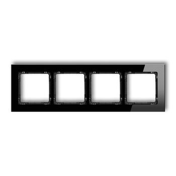 Ramka uniwersalna poczwórna - szkło ramka: czarna; spód: czarny Karlik seria DECO 12-12-DRG-4 kolor czarny