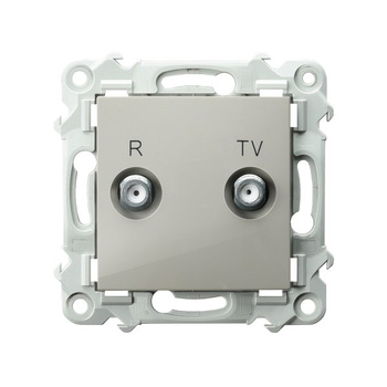 Gniazdo RTV przelotowe 14-dB seria SZAFIR kolor Kaszmirowy beż symbol GPA-14ZP/m/83