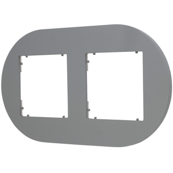 Ramka uniwersalna podwójna okrągła z tworzywa Karlik seria MINI 27MRTO-2 kolor szary mat