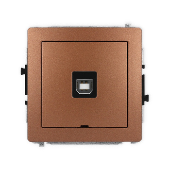 Mechanizm gniazda pojedynczego USB A-B 2.0, bez pola opisowego Karlik seria DECO 9DGUSBBO-3 kolor brązowy metalik