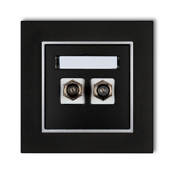 Gniazdo antenowe 2x z ramką karlik mini kolor czarny mat/srebrny