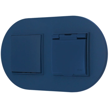 Włącznik pojedynczy z gniazdem hermetycznym z ramką okrągłą seria MINI kolor navy blue