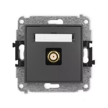 Mechanizm gniazda antenowego pojedynczego typu F SAT pozłacany Karlik seria MINI 28MGF-1.1 kolor grafitowy mat