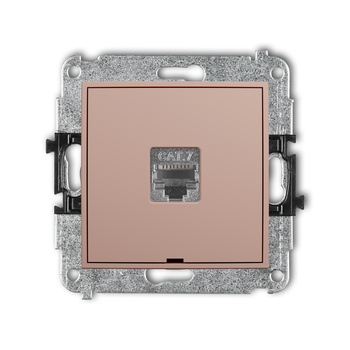 Mechanizm gniazda komputerowego pojedynczego 1xRJ45, kat. 7, ekranowany, 8-stykowy, bez pola opisowego Karlik seria MINI 62MGKBO-9 kolor łososiowy