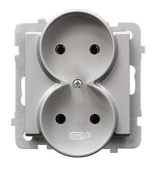 Gniazdo podwójne moduł bez ramki seria SONATA kolor Srebro mat symbol GP-2RR/m/38